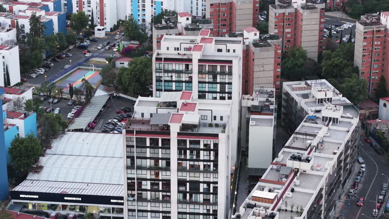 Drone view of real estate in Coyoacan, CDMX