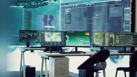 centro de operaciones militares utilizado en el monitoreo de amenazas globales en una gran pantalla