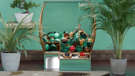 stylish retro ball dispenser in a tropical interior