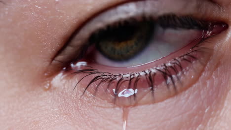 Close-up of a woman's eye with tears