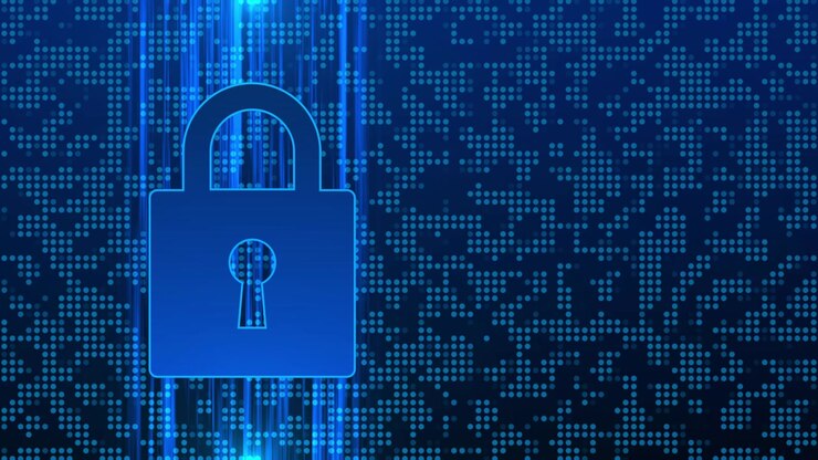 Digital Security Concept with Glowing Blue Padlock Icon