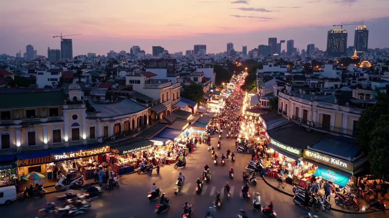 Night Market Street in Hanoi, Vietnam