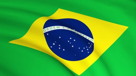 seamless loop of brazil (brazilian) national flag waving in wind