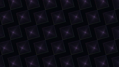 digital neon cubes pattern in rows with neon dots on dark gradient