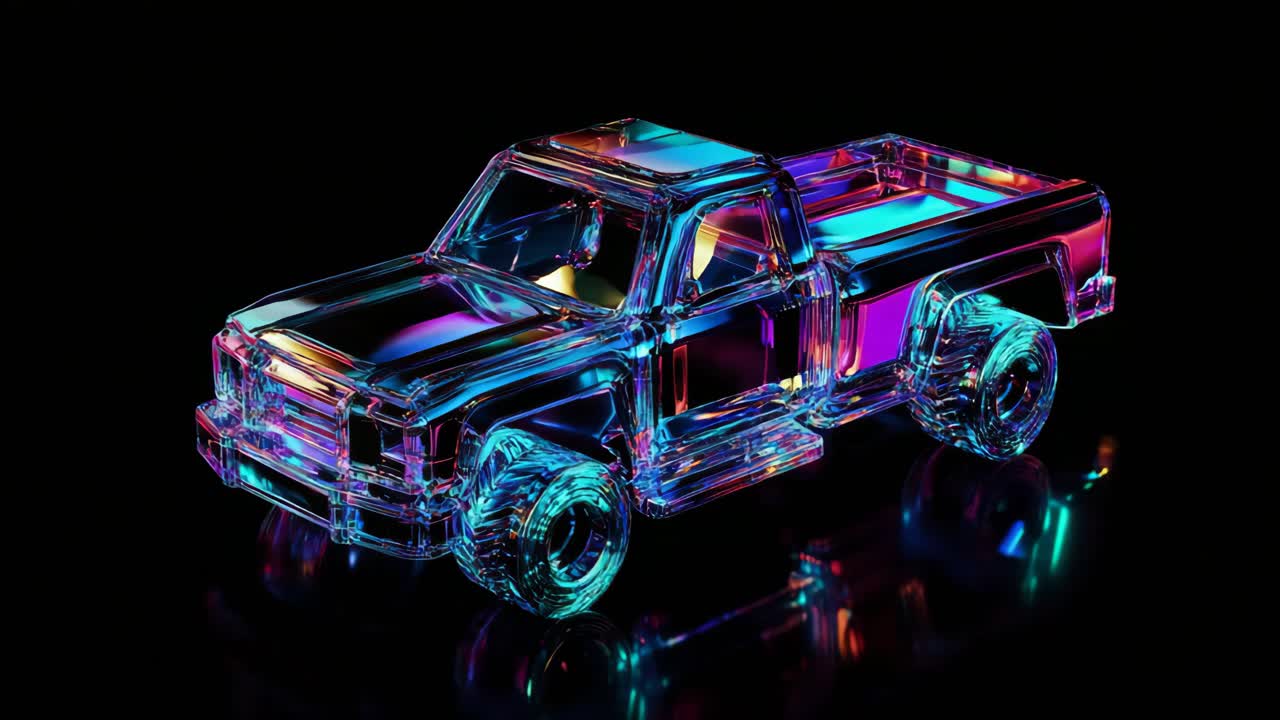 Neon Glass Pickup Truck 3D Model