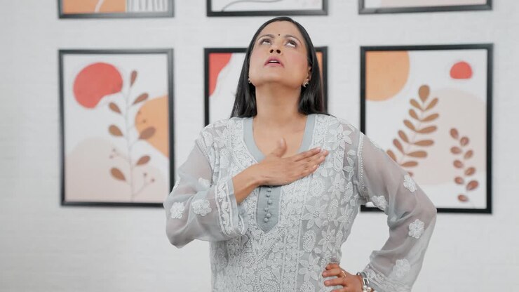 Woman having back pain