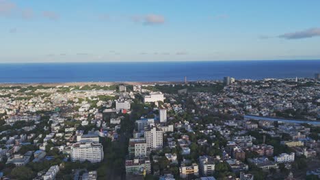 aerial view of coastal city