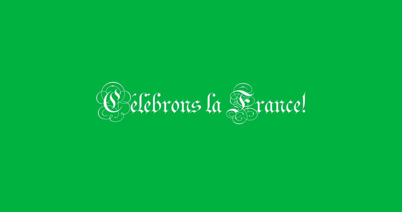 Animation of bastille day text in white letters over transparent background
