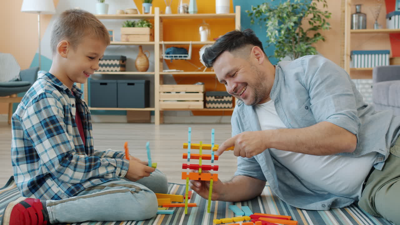 Father and Son Building Blocks Playtime