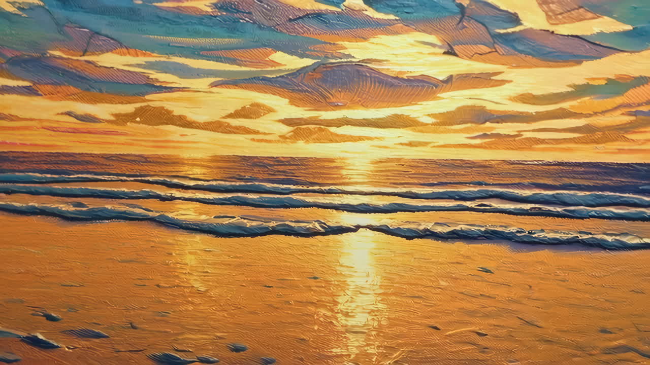 Vibrant Impressionistic Beach Sunset Painting