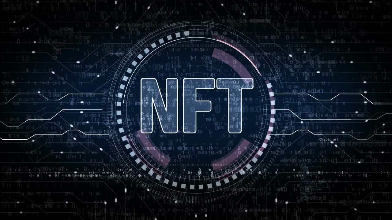 concepto digital de bucle de símbolos de tokens no fungibles de nft