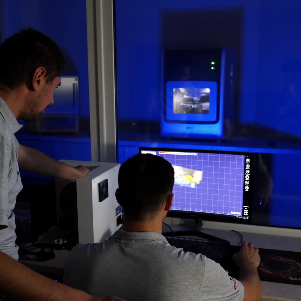 Dental technician in process of work