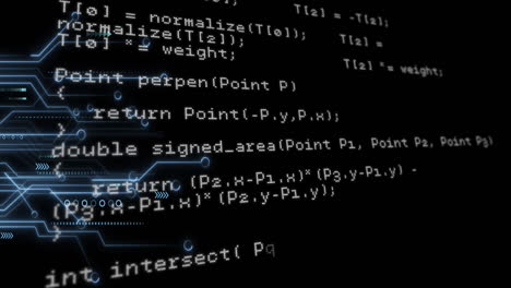 animation of data processing over computer circuit board