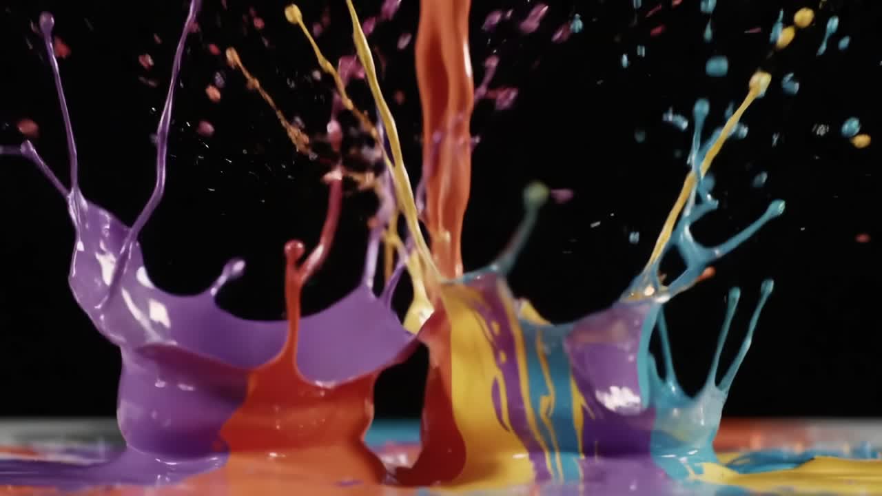Dynamic Flow of Colors: Captivating Liquids Merging and Interacting in a Vivid Art Display