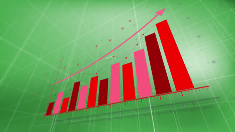 animation of financial data processing over green background