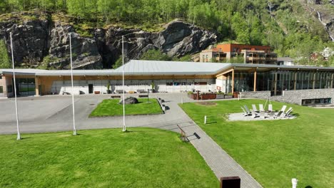 norwegian fjord center in geiranger at beautiful sunny day