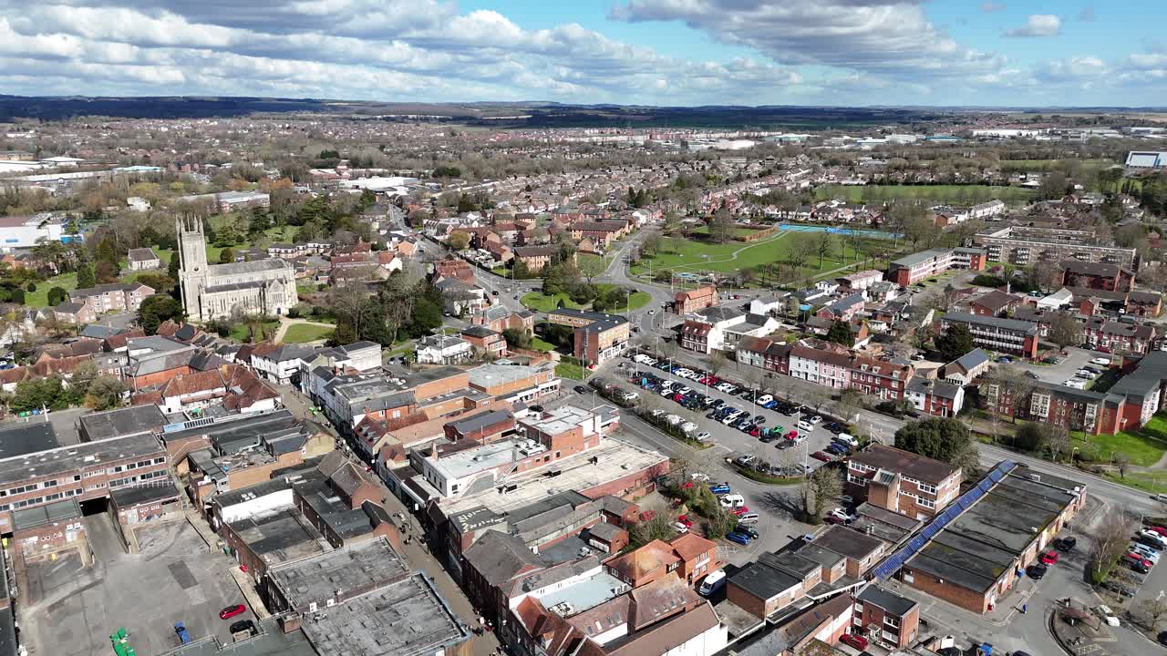 Andover town centre Hampshire UK drone,aerial