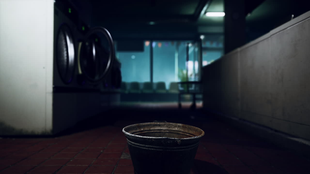 오래된 세탁소 의 어두운 내부