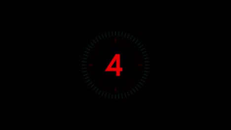 ten to one (10-1) modern digital countdown timer with glowing red circle bar on easy-to-use transparent backgroundâ
