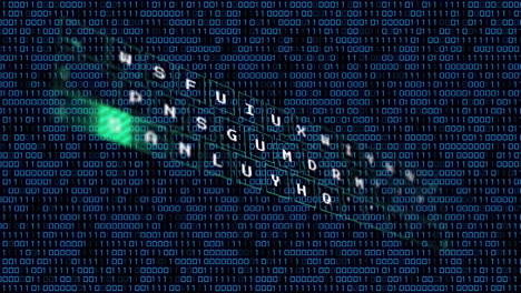 animación del teclado sobre el procesamiento de datos en fondo negro