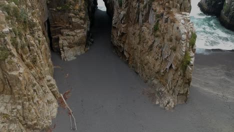 aerial footage of rocky formations in constitucion, chile