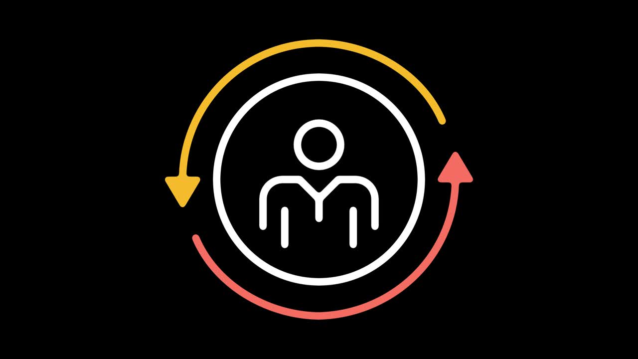 la tasa de rotación de empleados animación del icono de la línea con alfa