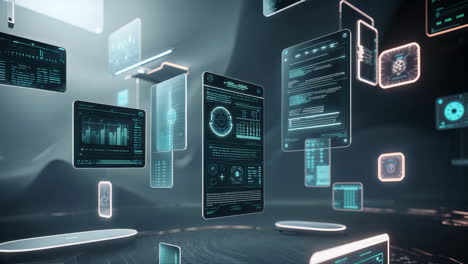 futuristic digital interface with data displays