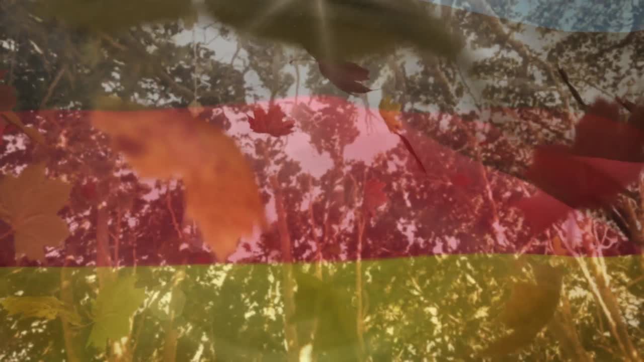 animación de árboles y hojas sobre la bandera de alemania