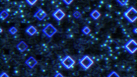 a striking image featuring luminescent blue diamonds arranged in a grid pattern against a black background, creating a mesmerizing, floating effect