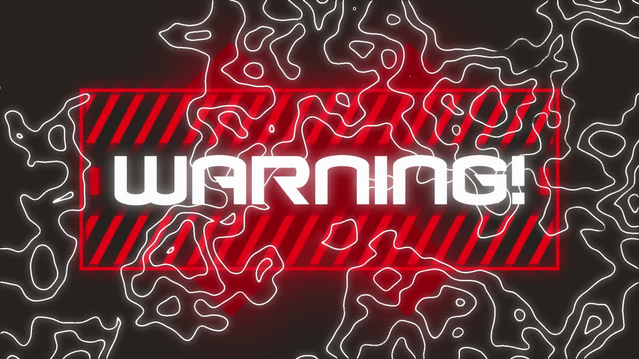 animación del texto de advertencia de covid 19 sobre un fondo negro