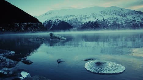 lake near portage alaska on cold cloudy day