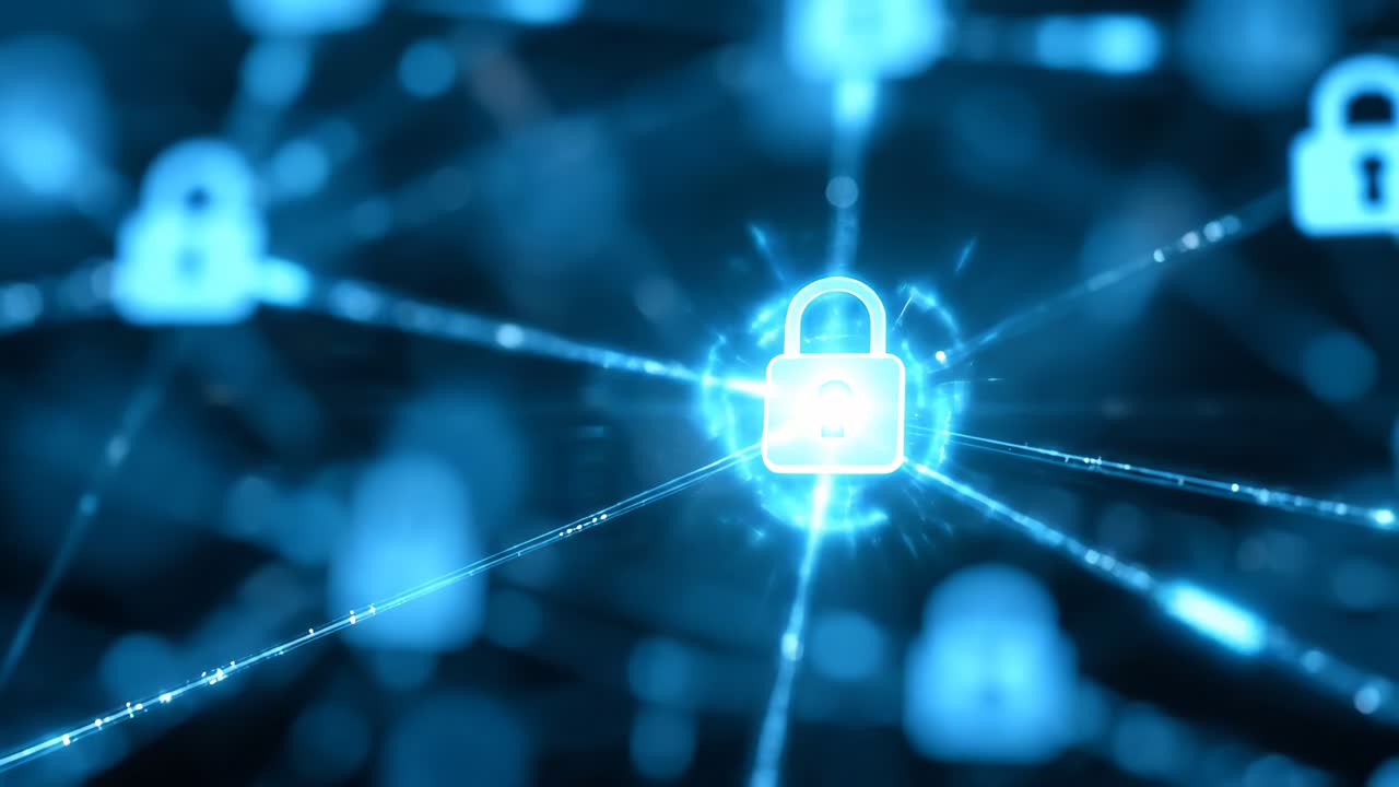 digital network security lock icon concept
