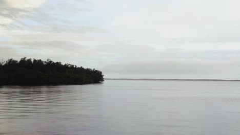 Cloudy-Everglades-Mangroves-Grey-Somber-Ocean-Morning-Tripod-Shot-at-Gulf-of-Mexico