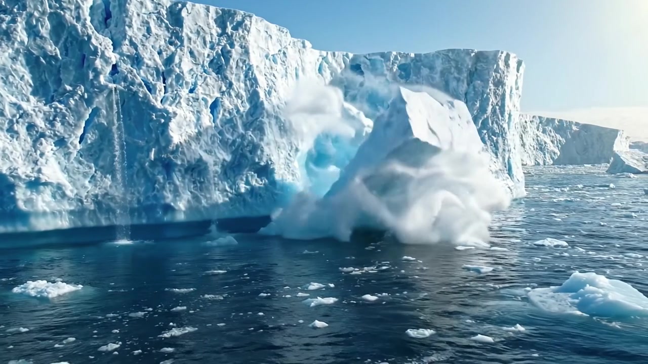 Majestätische Eisberge inmitten ruhiger blauer Gewässer: Die Schönheit von Gletscherlandschaften in der friedlichen Umgebung der Natur einfangend.