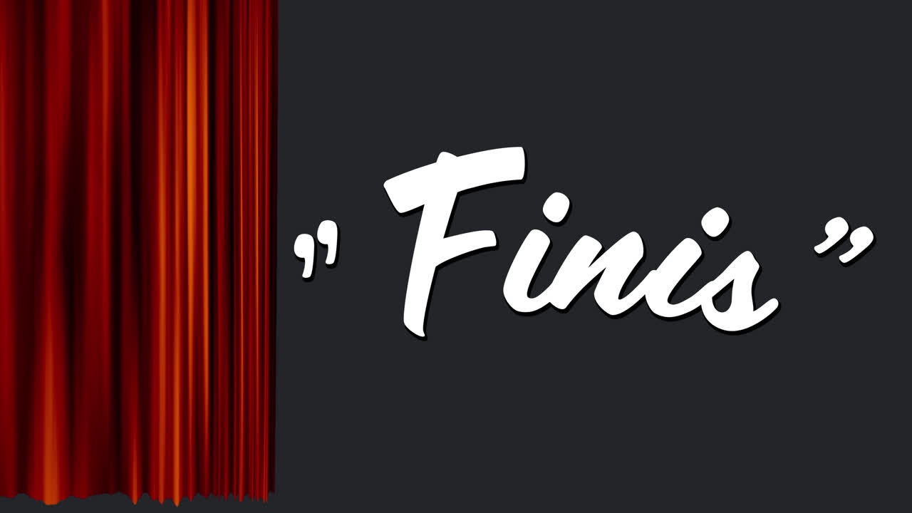 Insegna "Finis" e un sipario