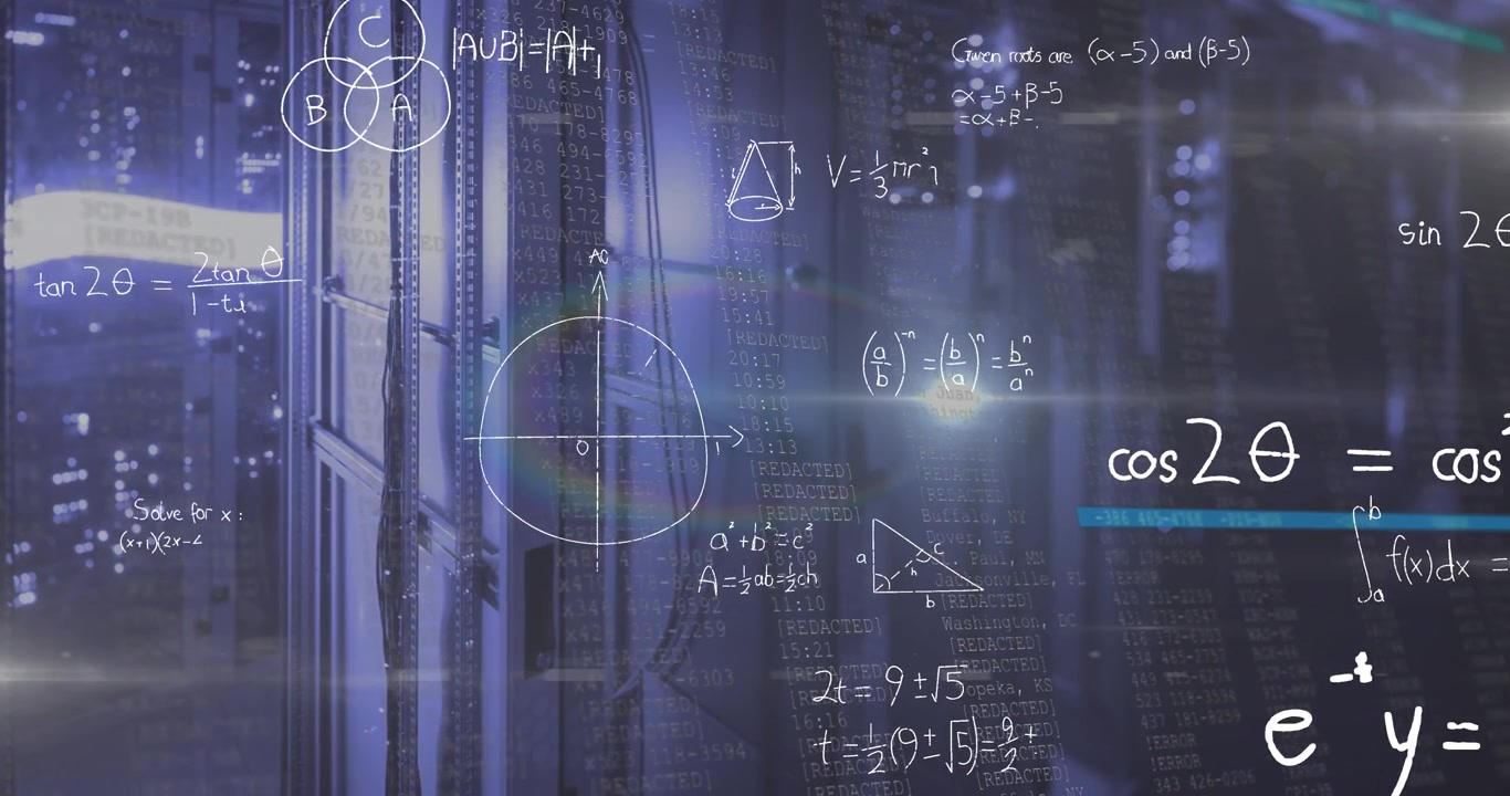Animation of data processing over server room
