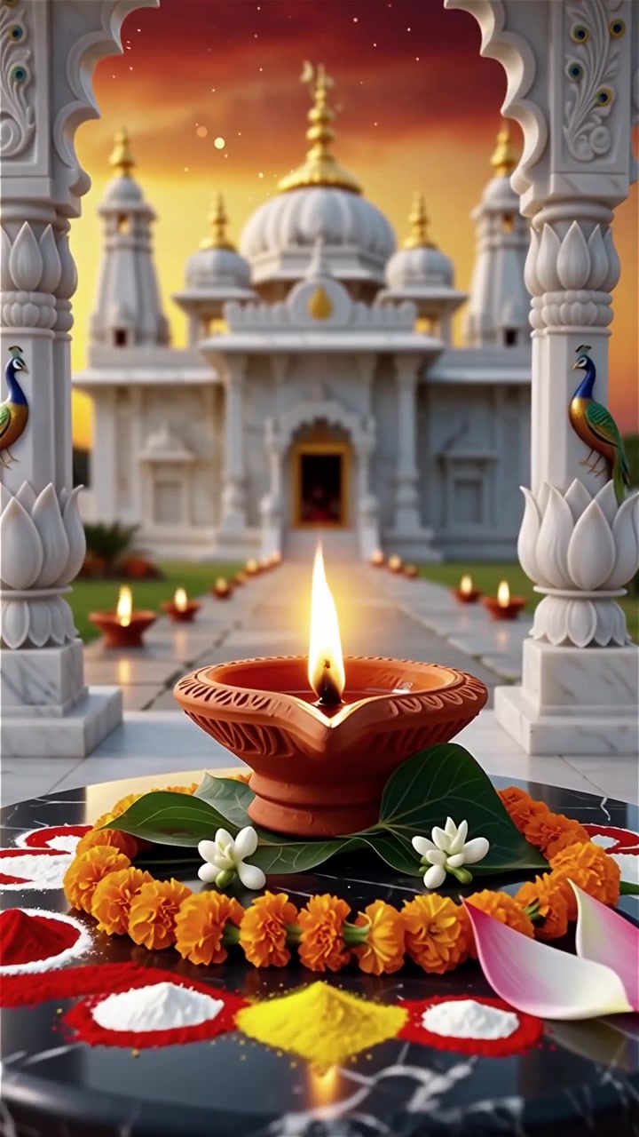 Sfondo del Festival Diwali con lanterne e decorazioni tradizionali Diyas.