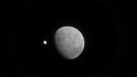 a view of the moon as it slowly completes a single moon day over the course of a month, with the earth in the distance