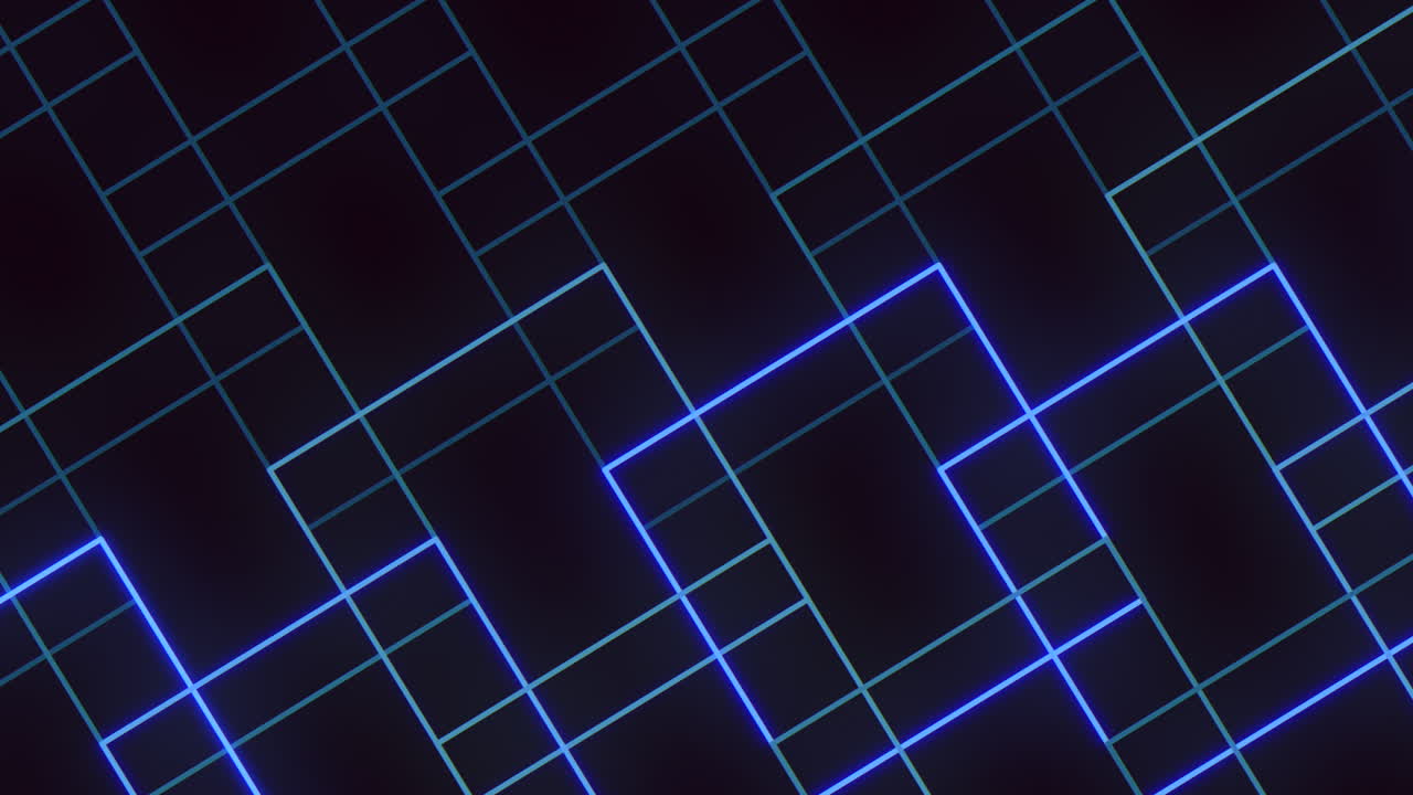 patrón de cuadrados azules de neón sin costura en gradiente negro