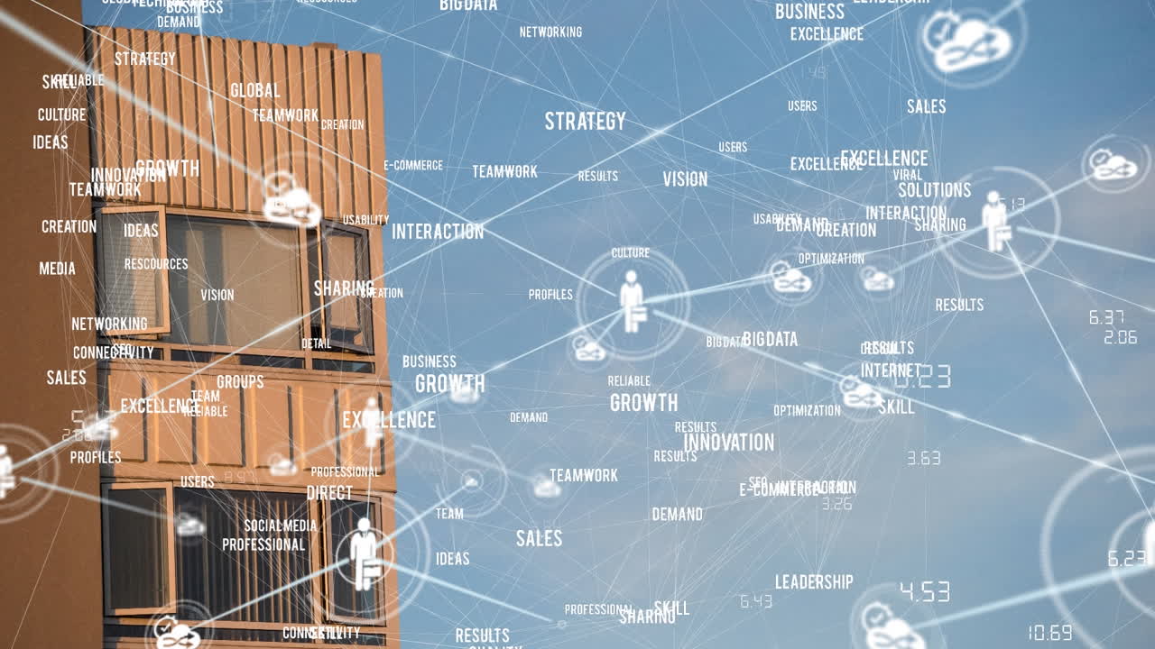 건물 위의 데이터 처리의 애니메이션