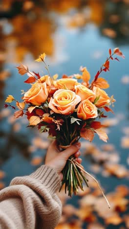 autumn floral bouquet in hand