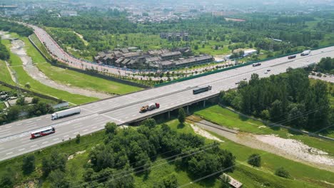 aerial of lianhuo expressway highway, huayin, shaanxi, china