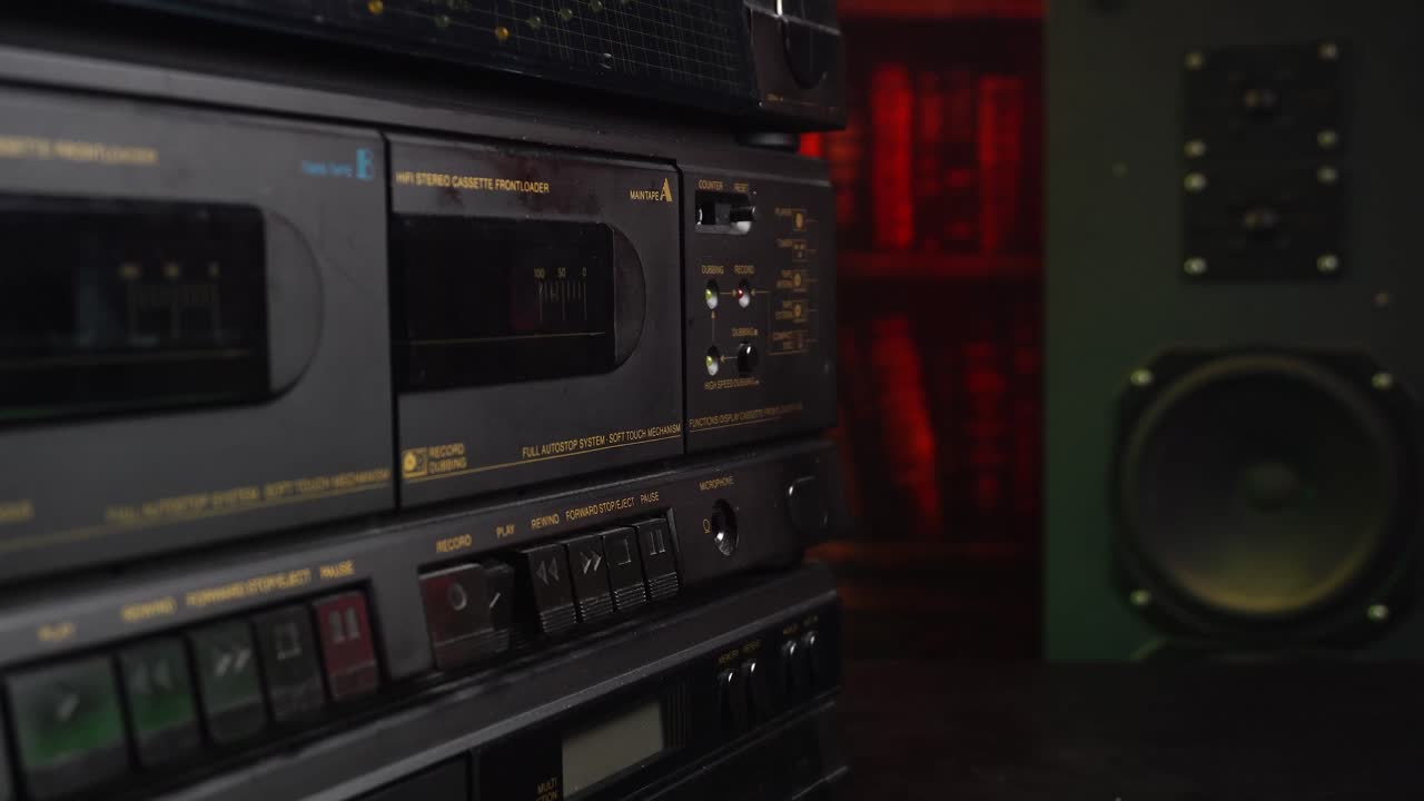 Audio Cassette Tape, Stopping Playback, Rewinding and Ejecting, Vintage Entertainment System From 1980's
