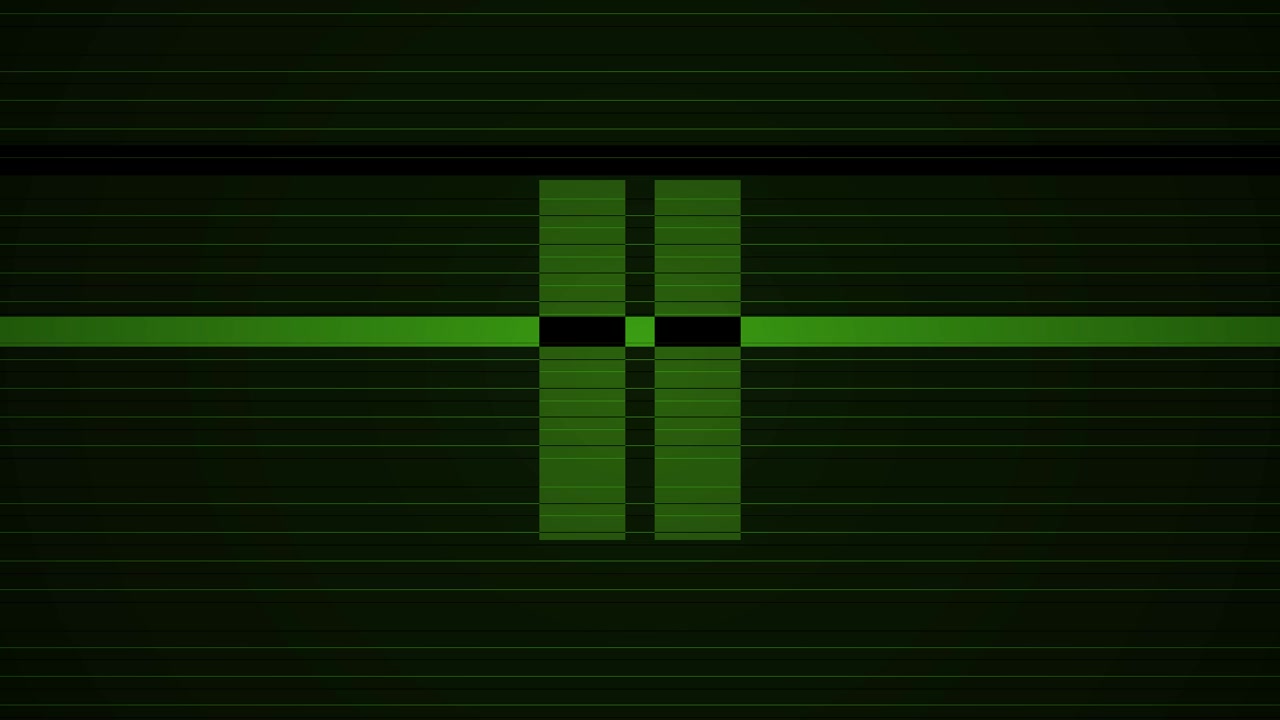 Digital Glitch Effect with Green Geometric Lines and Abstract Interference