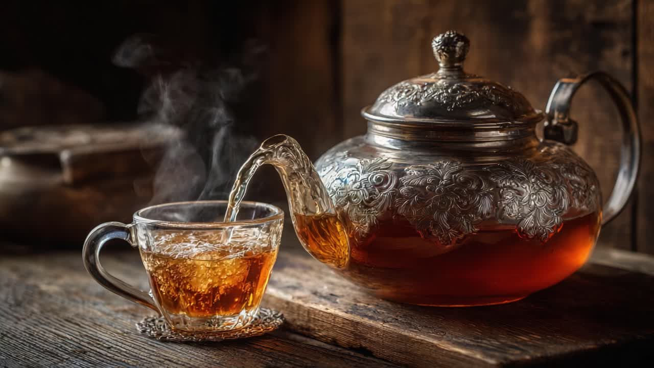 Urzekający imbryk nalewający aromatyczny napar do wyjątkowej szklanki, który wzmacnia przytulną atmosferę parującym aromatem świeżo zaparzonej herbaty
