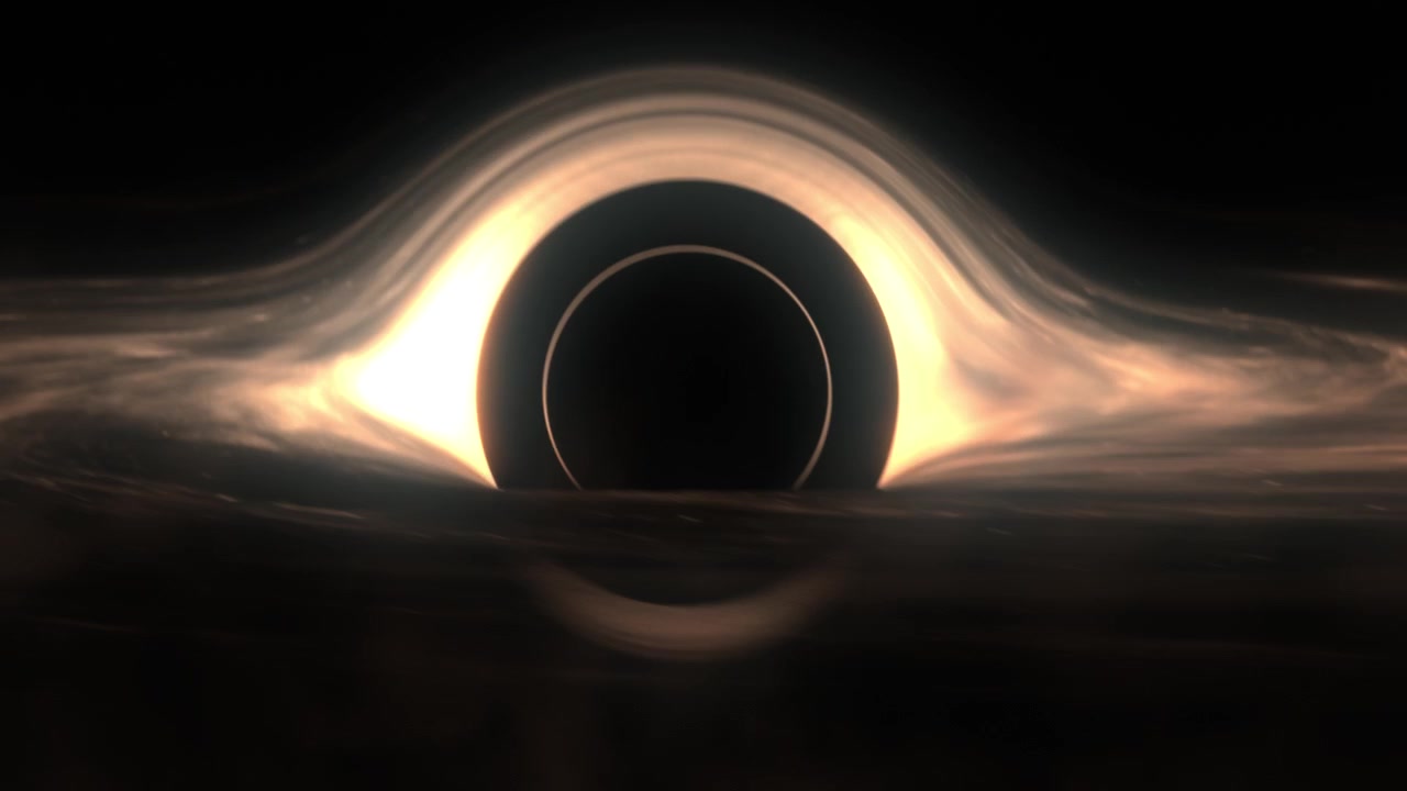 Sort hul med akkretionsskive og gravitationslinse
