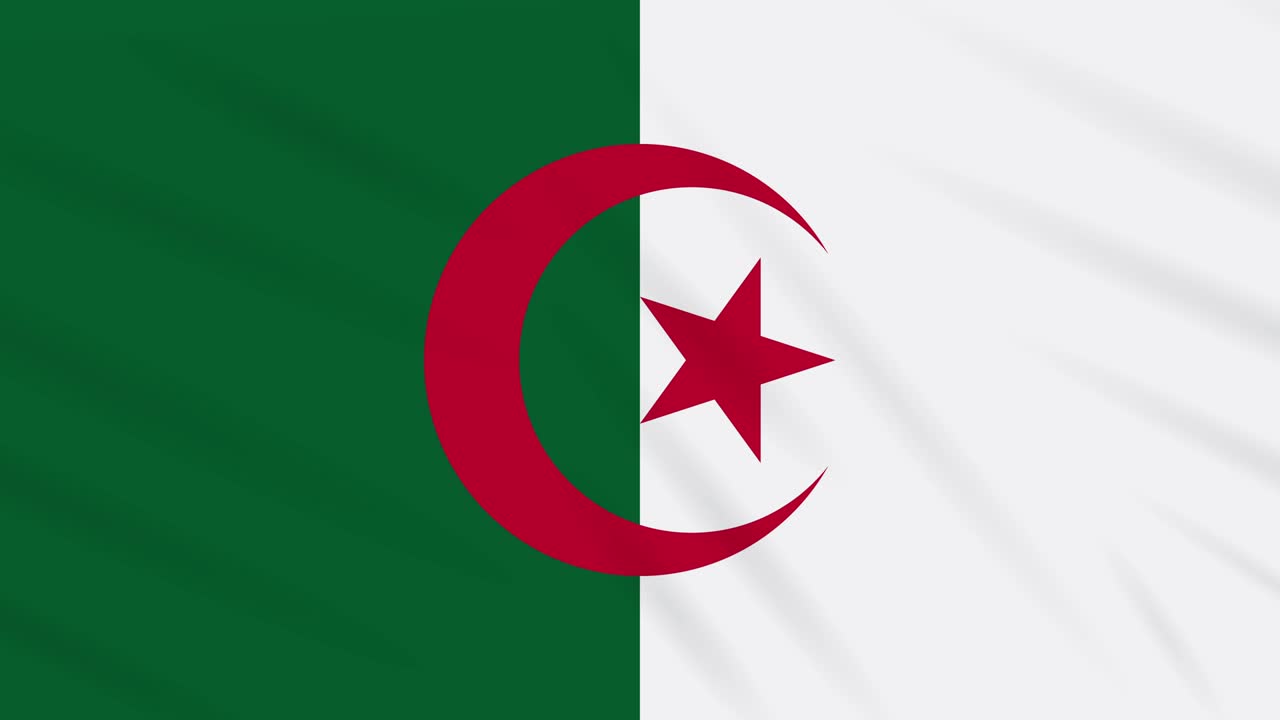 Algeria flag waving cloth, background loop