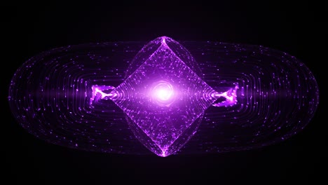 abstract design with glowing light particles orbiting around a tokamak or doughnut-shaped device. concept  antigravity, magnetic field, singularity, gravitational waves and spacetime