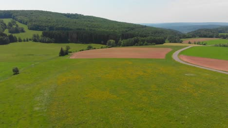 flying over colorful fields and roads