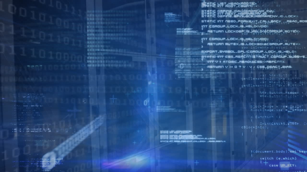 Animation of binary coding data processing over computer servers